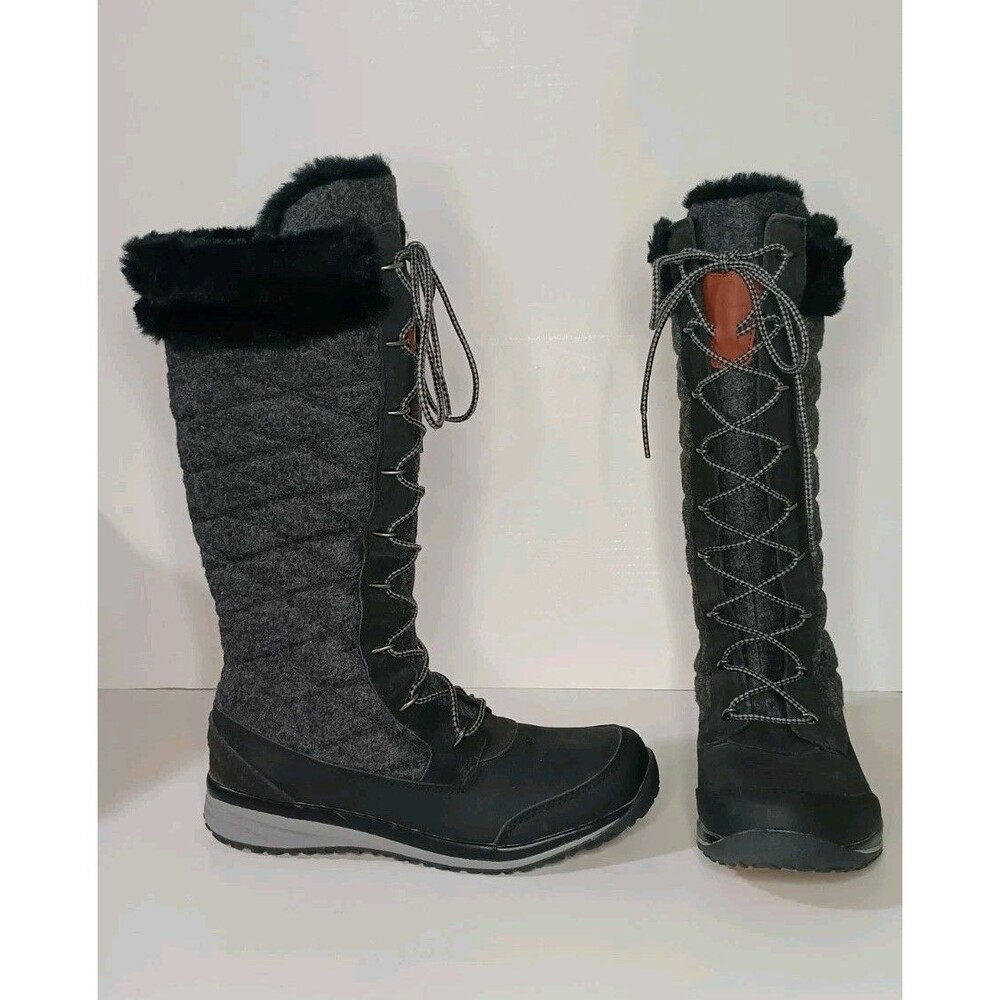 Salomon Hime High Snow Winter Boots Womens Size 7 EUR 37.5 Black Asphalt Pewter